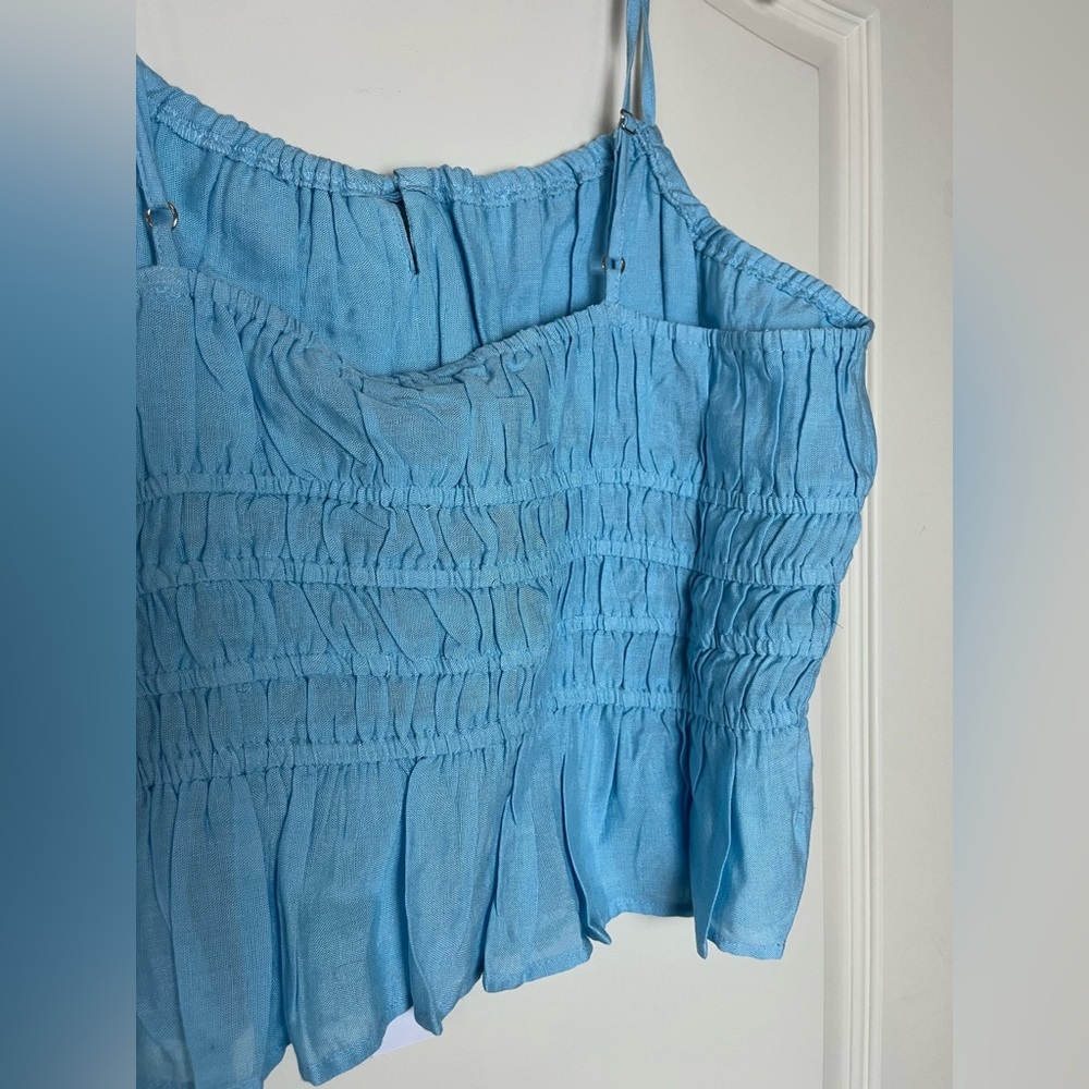 Nordstrom NSR Designer Light Blue Smocked Adjustable Top Juniors Medium - Picture 11 of 16